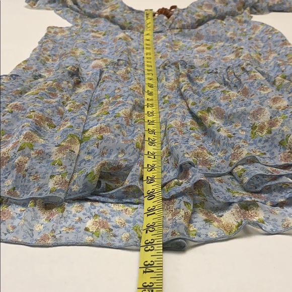 Blue Floral Cold Shoulder Bohemian Mini Dress - Picture 7 of 14